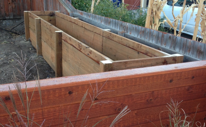 Yard transformation part 4  – building a large planter box, large raised flower bed, flower box retaining wall